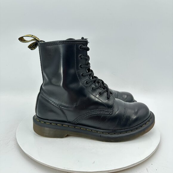 Dr. Martens 11821 Women 7 Black Leather 8 Eye Oiled Resistant Ankle Combat Boot - Picture 4 of 11